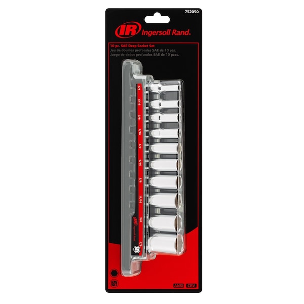 10Pc 3/8" Drive SAE Deep Socket Set (IR)